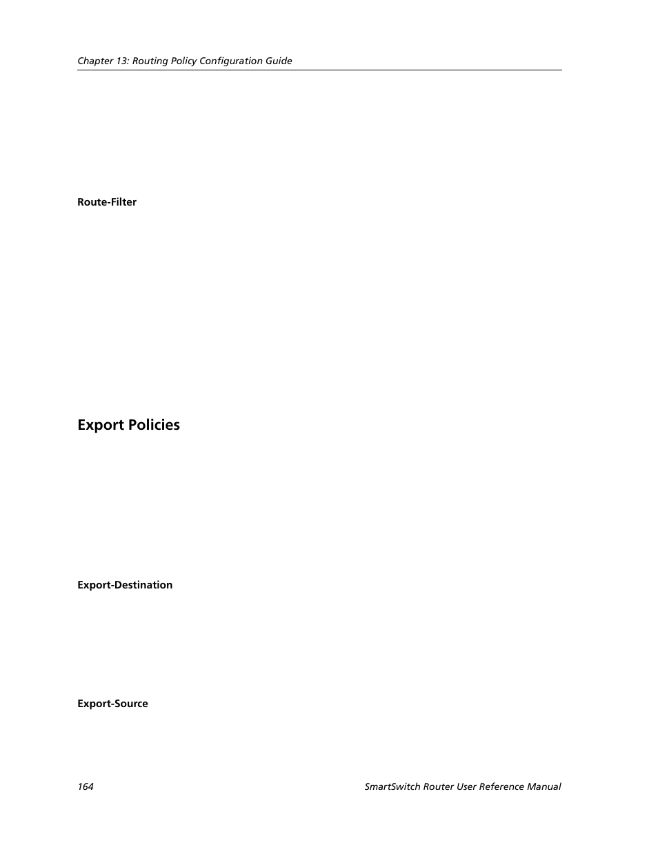 Route-filter, Export policies, Export-destination | Export-source, Export-destination export-source | Cabletron Systems SMARTSWITCH ROUTER 9032578-05 User Manual | Page 190 / 398