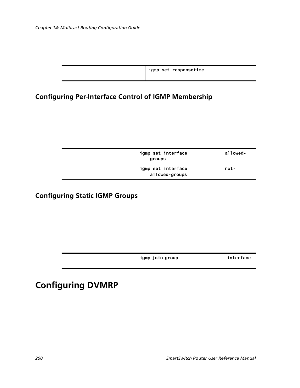 Configuring static igmp groups, Configuring dvmrp | Cabletron Systems SMARTSWITCH ROUTER 9032578-05 User Manual | Page 226 / 398