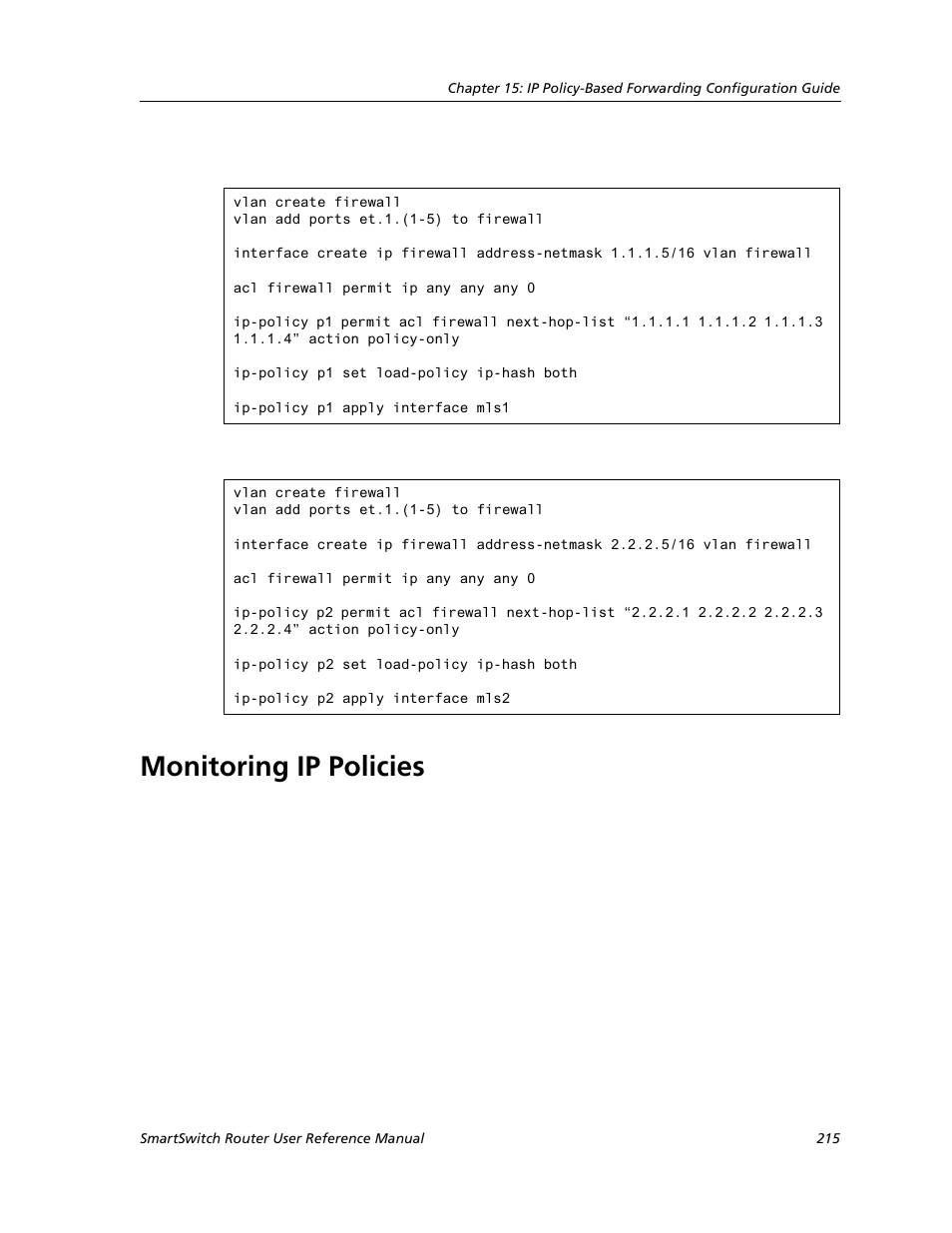 Monitoring ip policies | Cabletron Systems SMARTSWITCH ROUTER 9032578-05 User Manual | Page 241 / 398