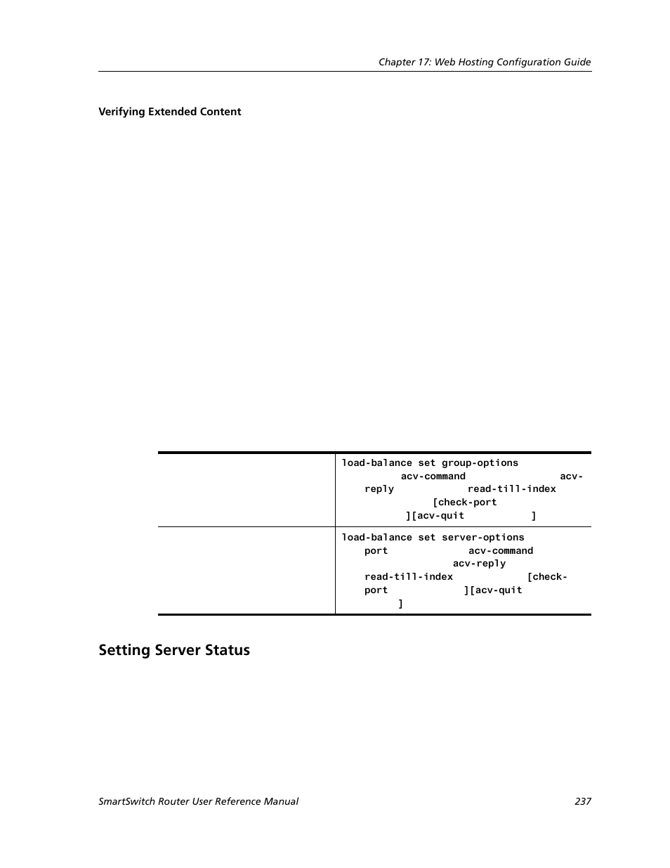Verifying extended content, Setting server status | Cabletron Systems SMARTSWITCH ROUTER 9032578-05 User Manual | Page 263 / 398