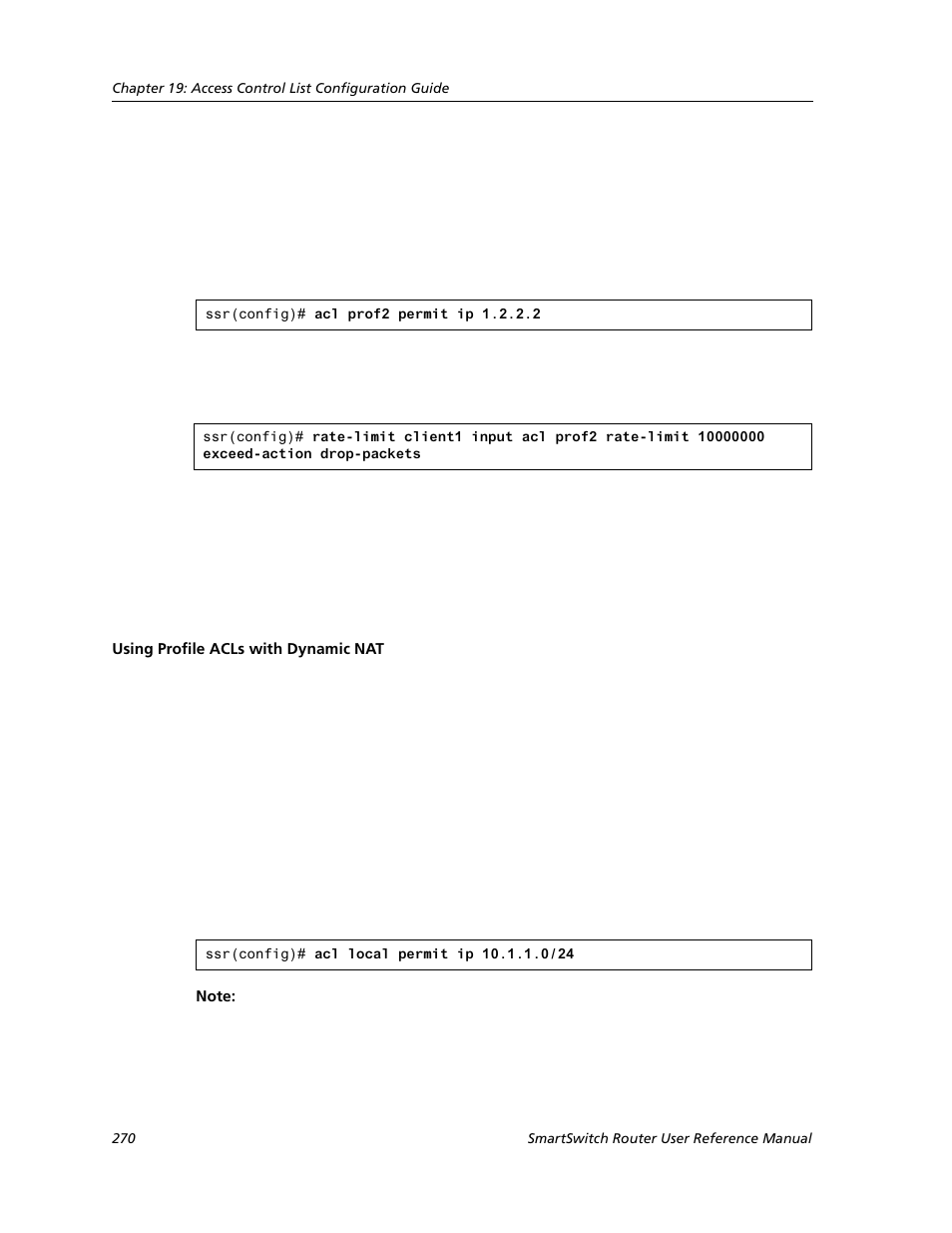 Using profile acls with dynamic nat | Cabletron Systems SMARTSWITCH ROUTER 9032578-05 User Manual | Page 296 / 398