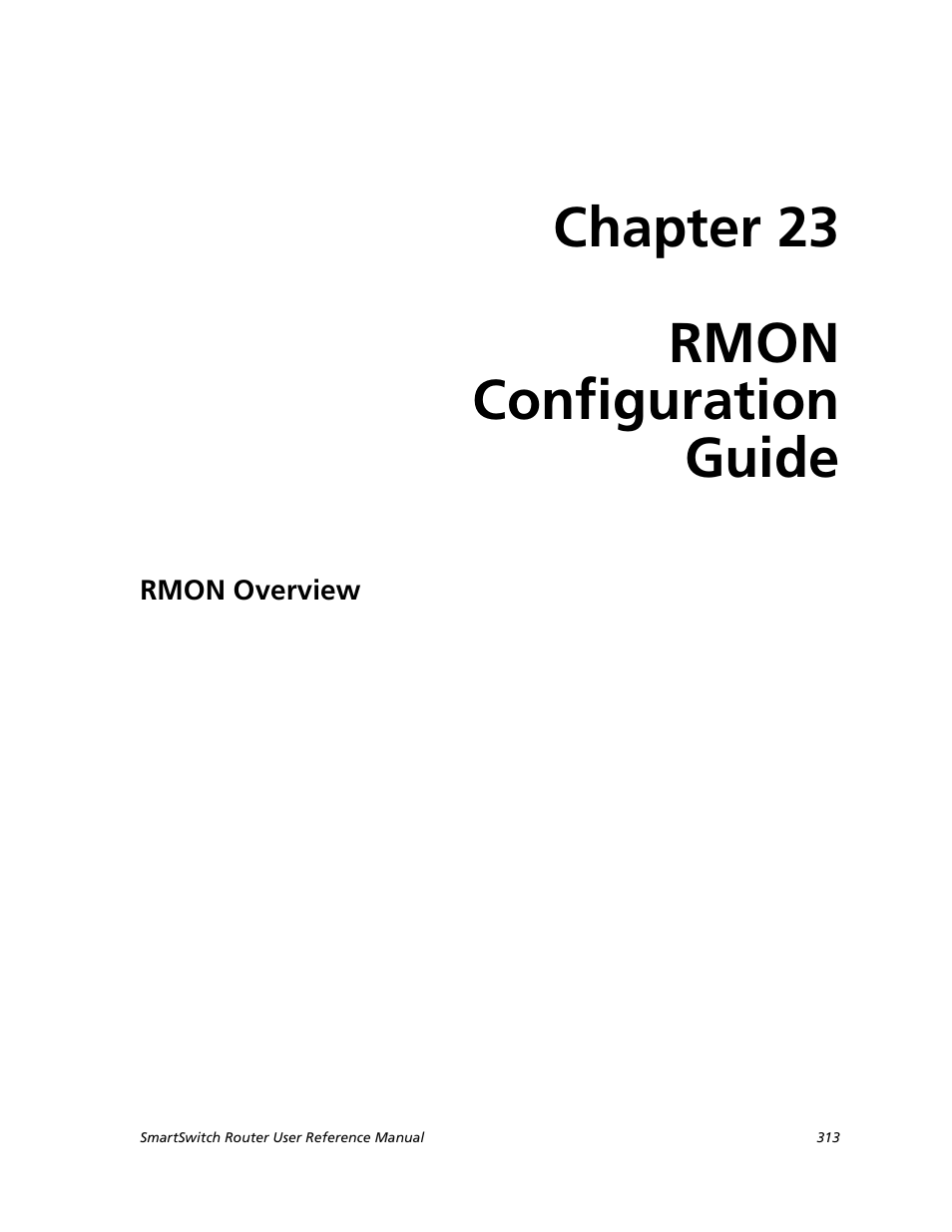 Rmon configuration guide, Rmon overview, Chapter 23: rmon configuration guide | Chapter 23 rmon configuration guide | Cabletron Systems SMARTSWITCH ROUTER 9032578-05 User Manual | Page 339 / 398