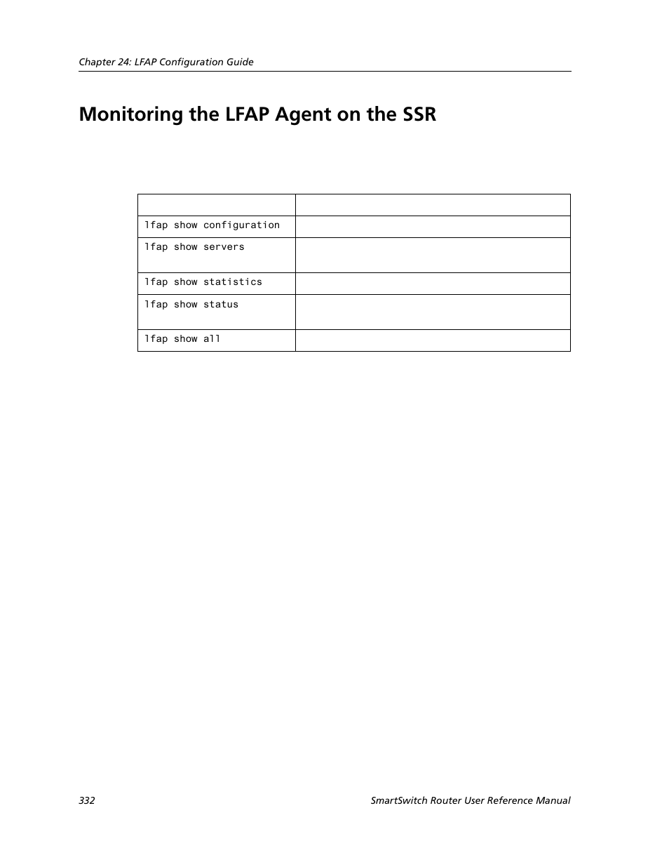 Monitoring the lfap agent on the ssr | Cabletron Systems SMARTSWITCH ROUTER 9032578-05 User Manual | Page 358 / 398