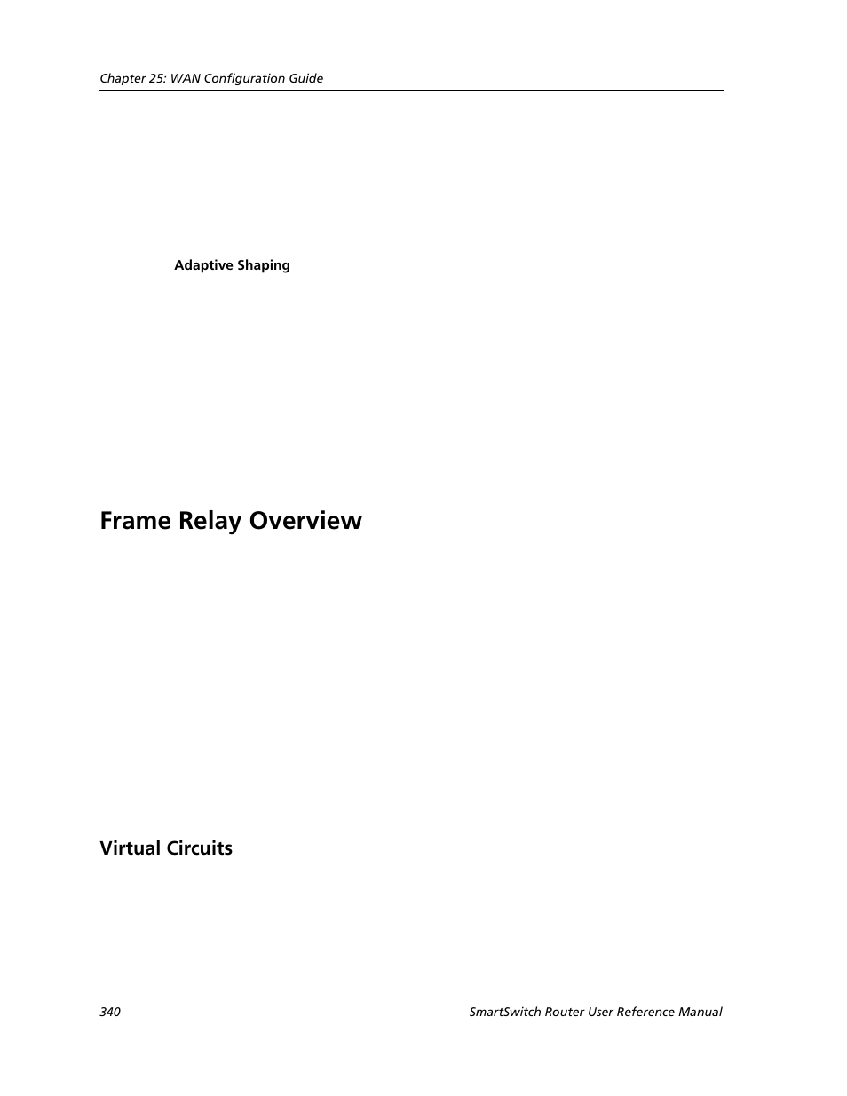 Frame relay overview, Virtual circuits, Adaptive shaping | Cabletron Systems SMARTSWITCH ROUTER 9032578-05 User Manual | Page 366 / 398