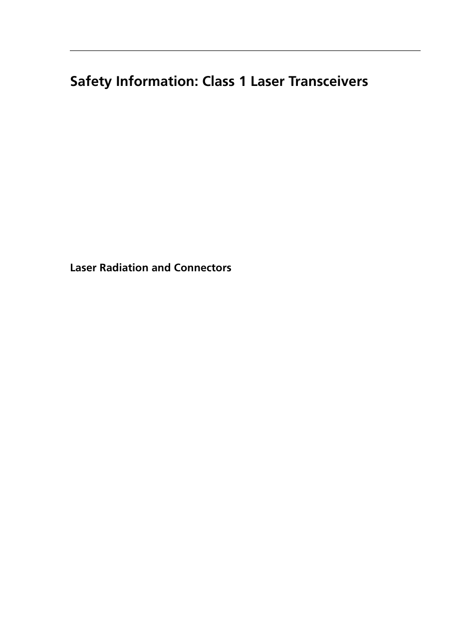 Safety information: class 1 laser transceivers, Laser radiation and connectors | Cabletron Systems SMARTSWITCH ROUTER 9032578-05 User Manual | Page 5 / 398