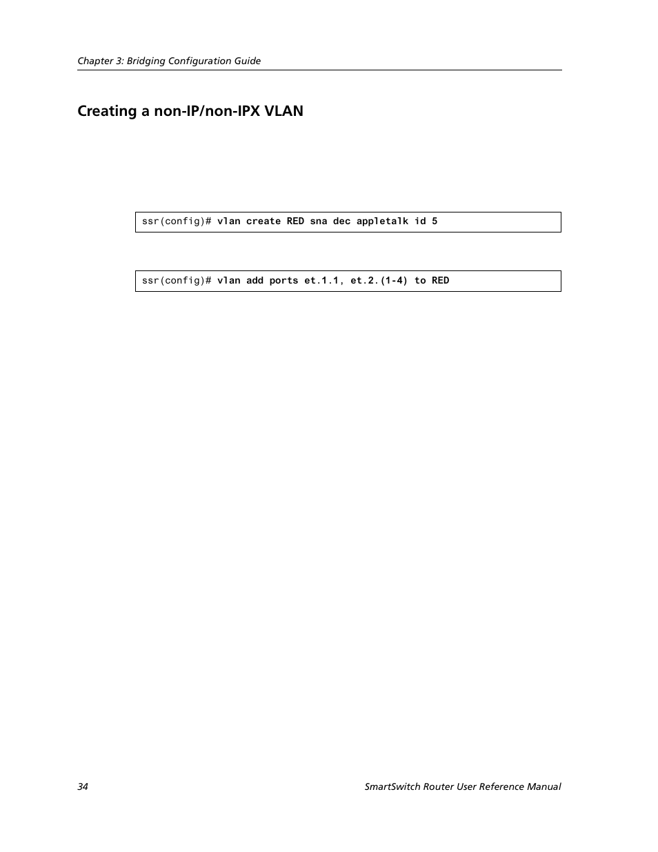 Creating a non-ip/non-ipx vlan | Cabletron Systems SMARTSWITCH ROUTER 9032578-05 User Manual | Page 60 / 398