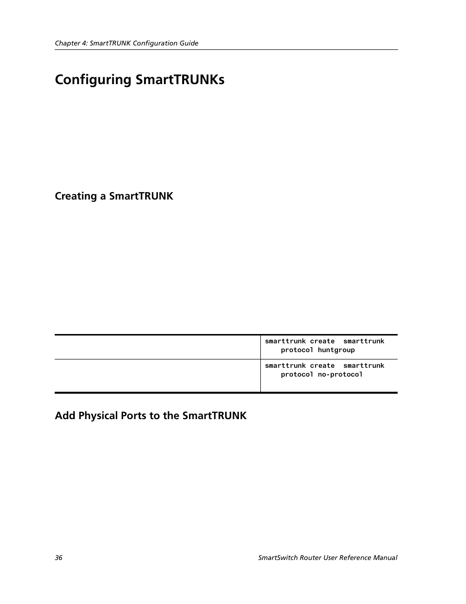 Configuring smarttrunks, Creating a smarttrunk, Add physical ports to the smarttrunk | Cabletron Systems SMARTSWITCH ROUTER 9032578-05 User Manual | Page 62 / 398