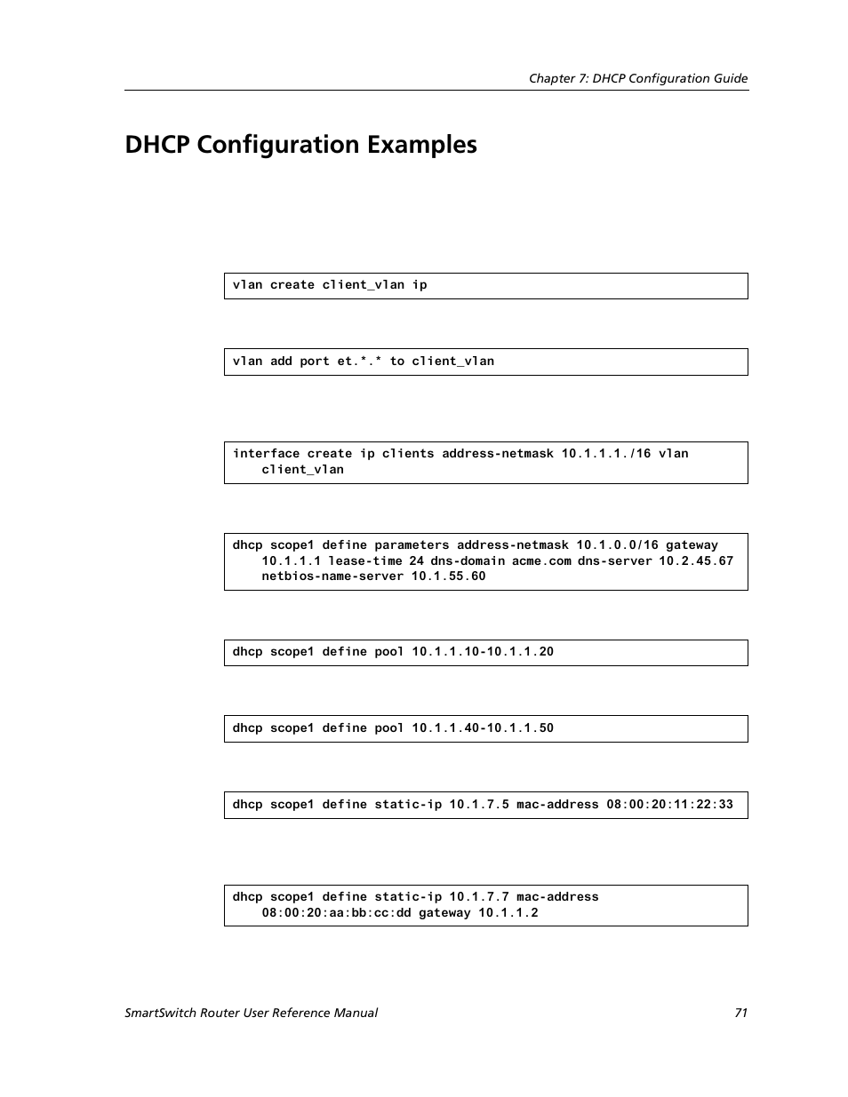 Dhcp configuration examples | Cabletron Systems SMARTSWITCH ROUTER 9032578-05 User Manual | Page 97 / 398