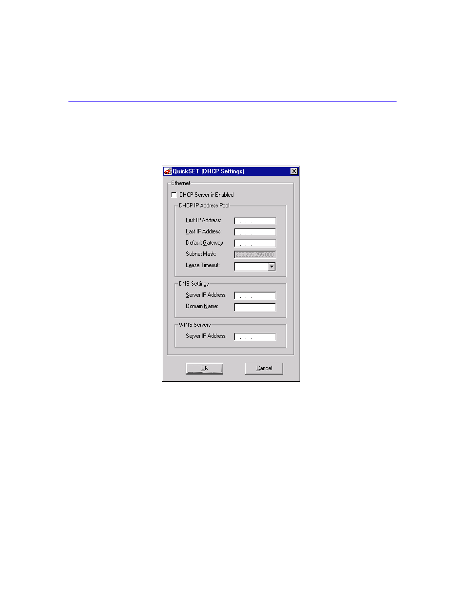Dhcp settings configuration window | Cabletron Systems HSIM-W6 User Manual | Page 116 / 258