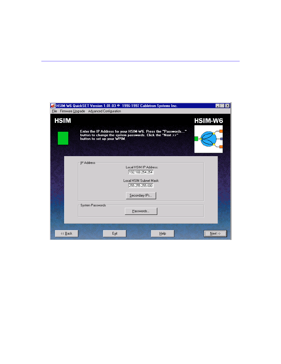 Hsim configuration window | Cabletron Systems HSIM-W6 User Manual | Page 76 / 258