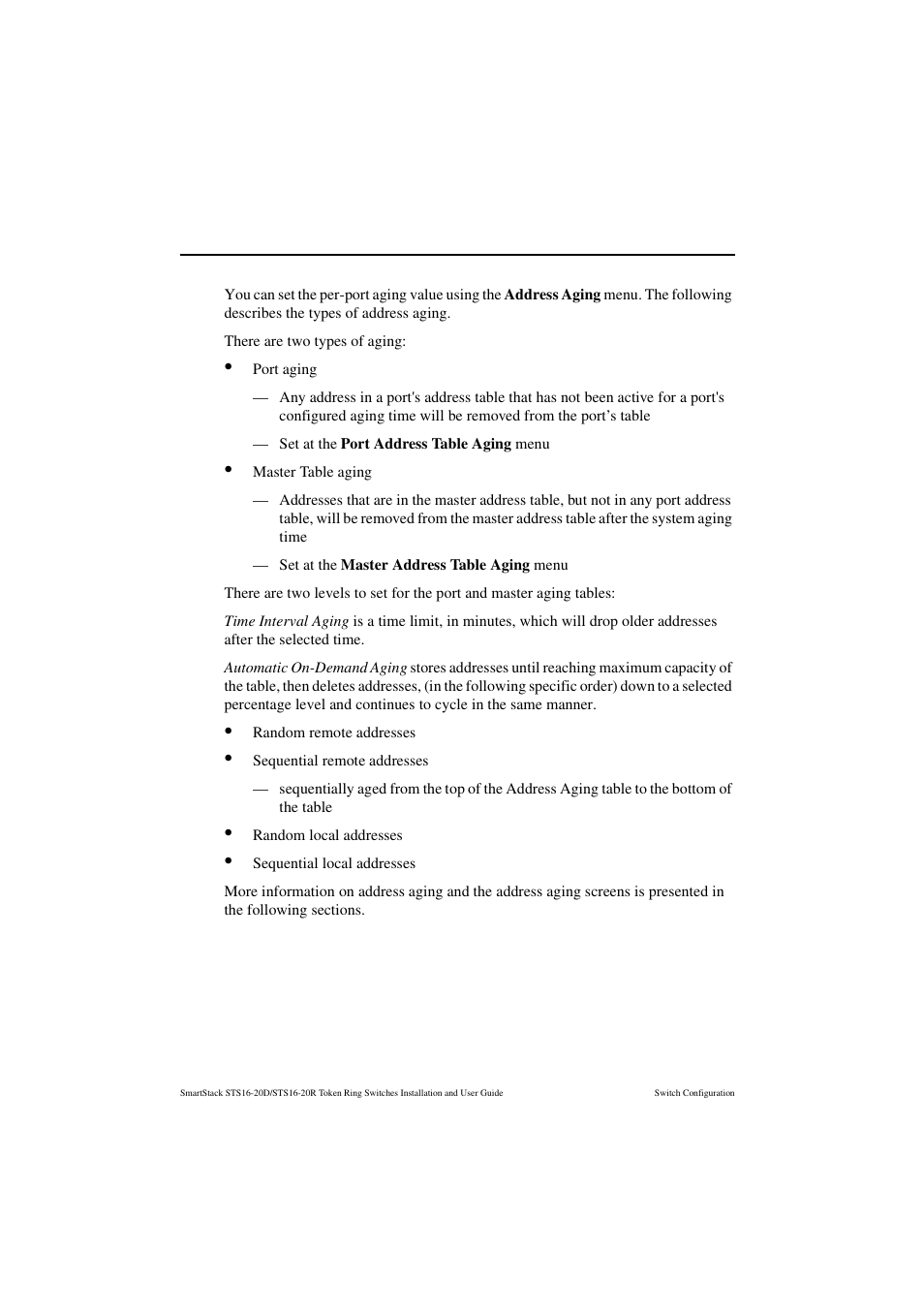 Address aging | Cabletron Systems STS16-20R User Manual | Page 140 / 258
