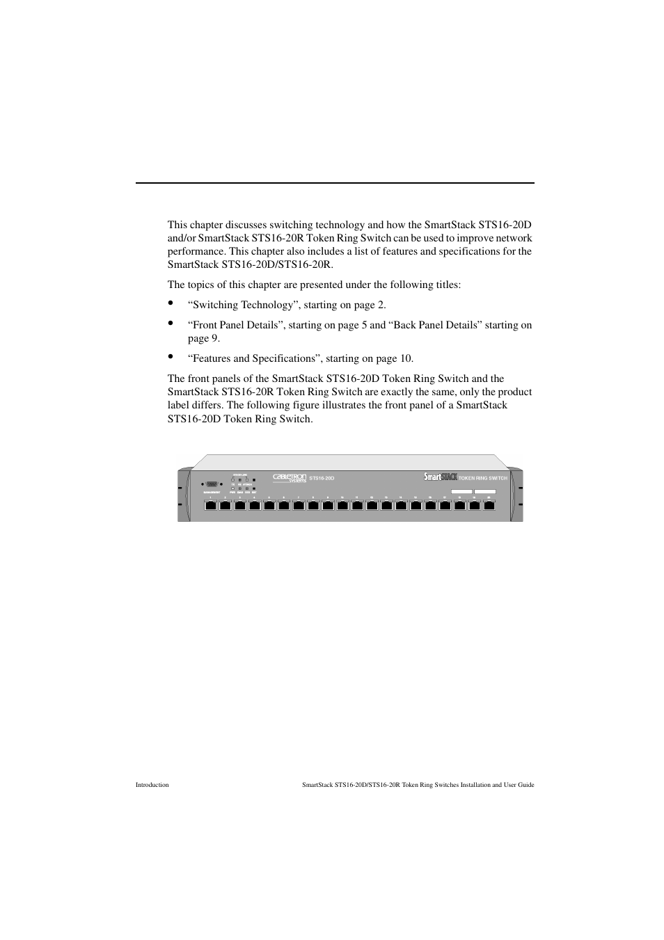 Introduction, Figure 1. smartstack sts16-20d token ring switch | Cabletron Systems STS16-20R User Manual | Page 15 / 258