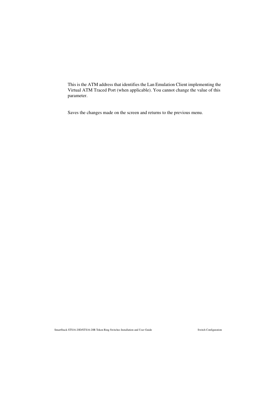Atm address, Return | Cabletron Systems STS16-20R User Manual | Page 160 / 258