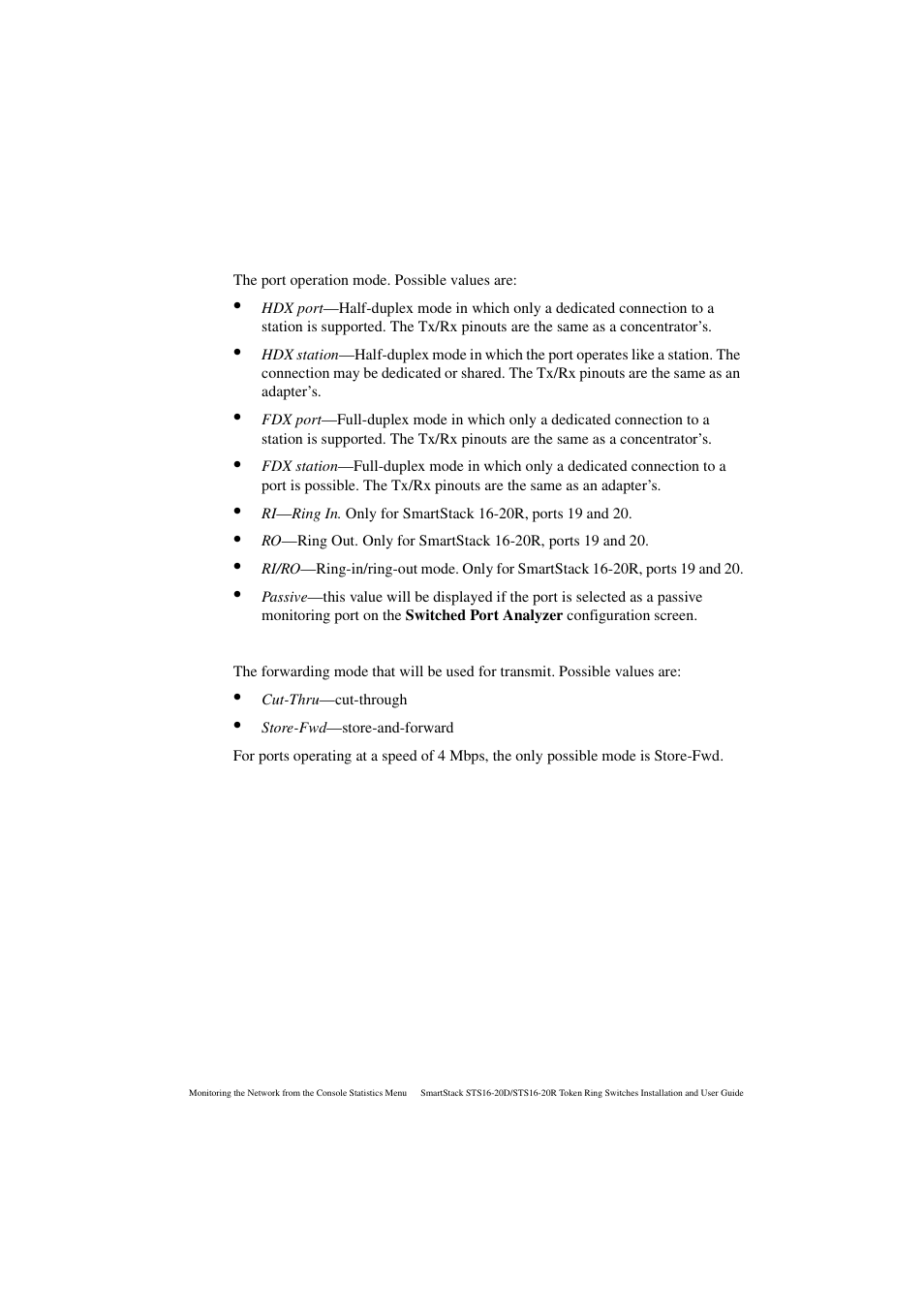 Oper mode, Fwd mode | Cabletron Systems STS16-20R User Manual | Page 175 / 258