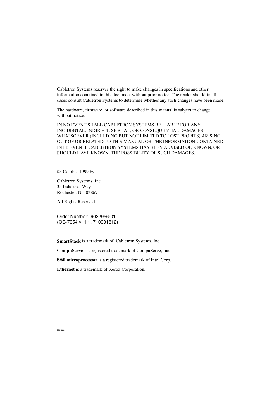 Notice | Cabletron Systems STS16-20R User Manual | Page 3 / 258