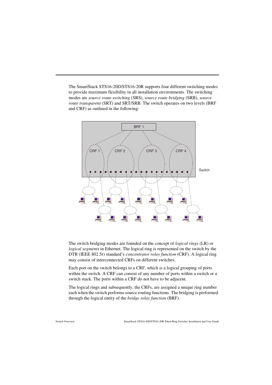 Multiple bridging modes, Switches using multiple bridging modes | Cabletron Systems STS16-20R User Manual | Page 35 / 258