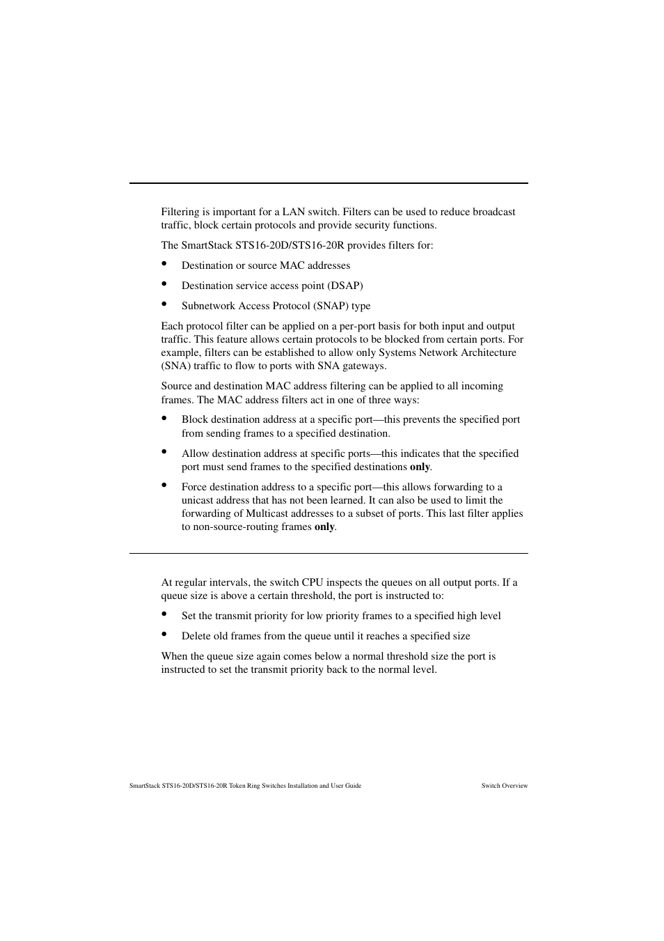 Filtering, Congestion control, Filtering congestion control | Cabletron Systems STS16-20R User Manual | Page 38 / 258