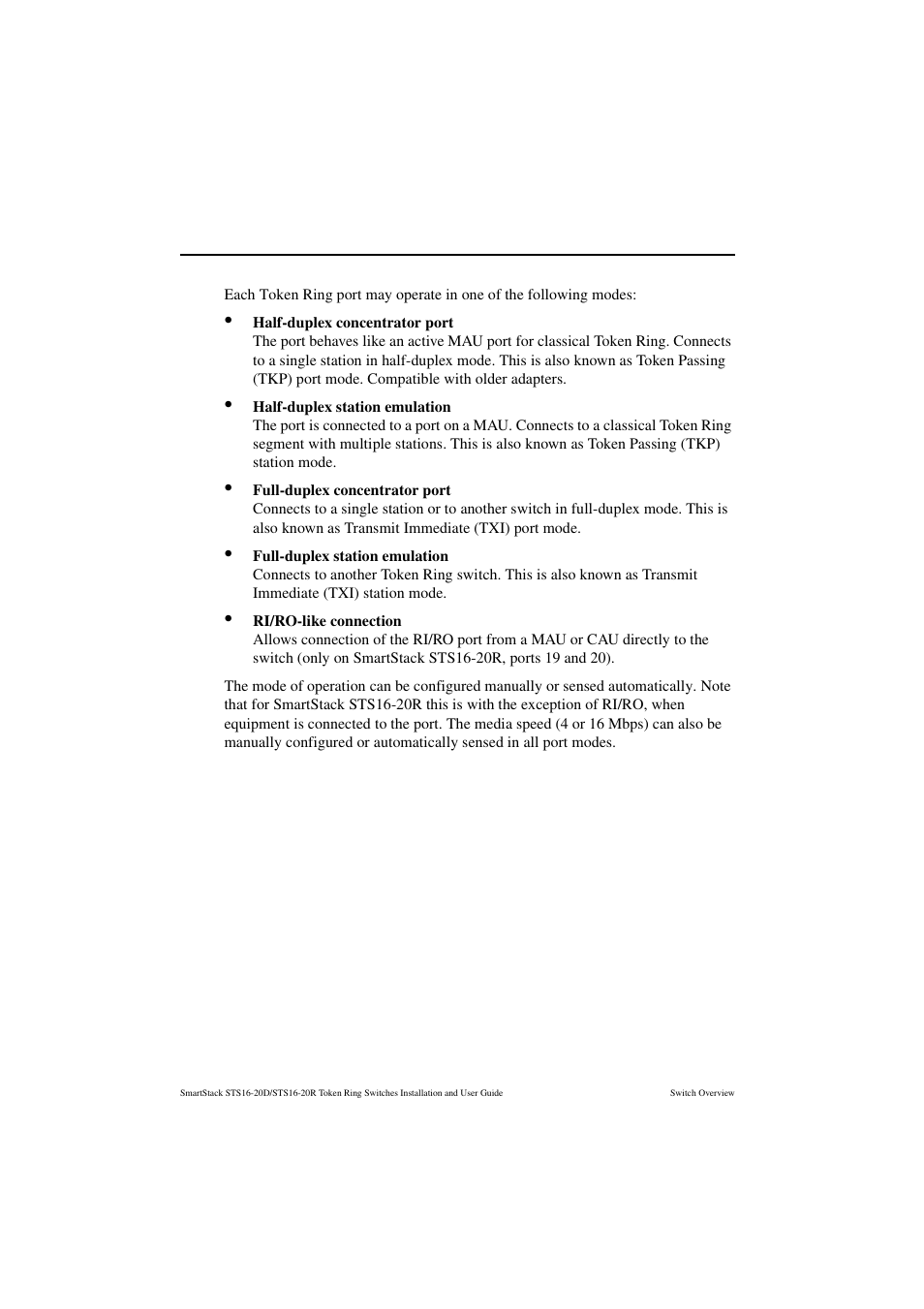 Token ring port operation modes | Cabletron Systems STS16-20R User Manual | Page 40 / 258