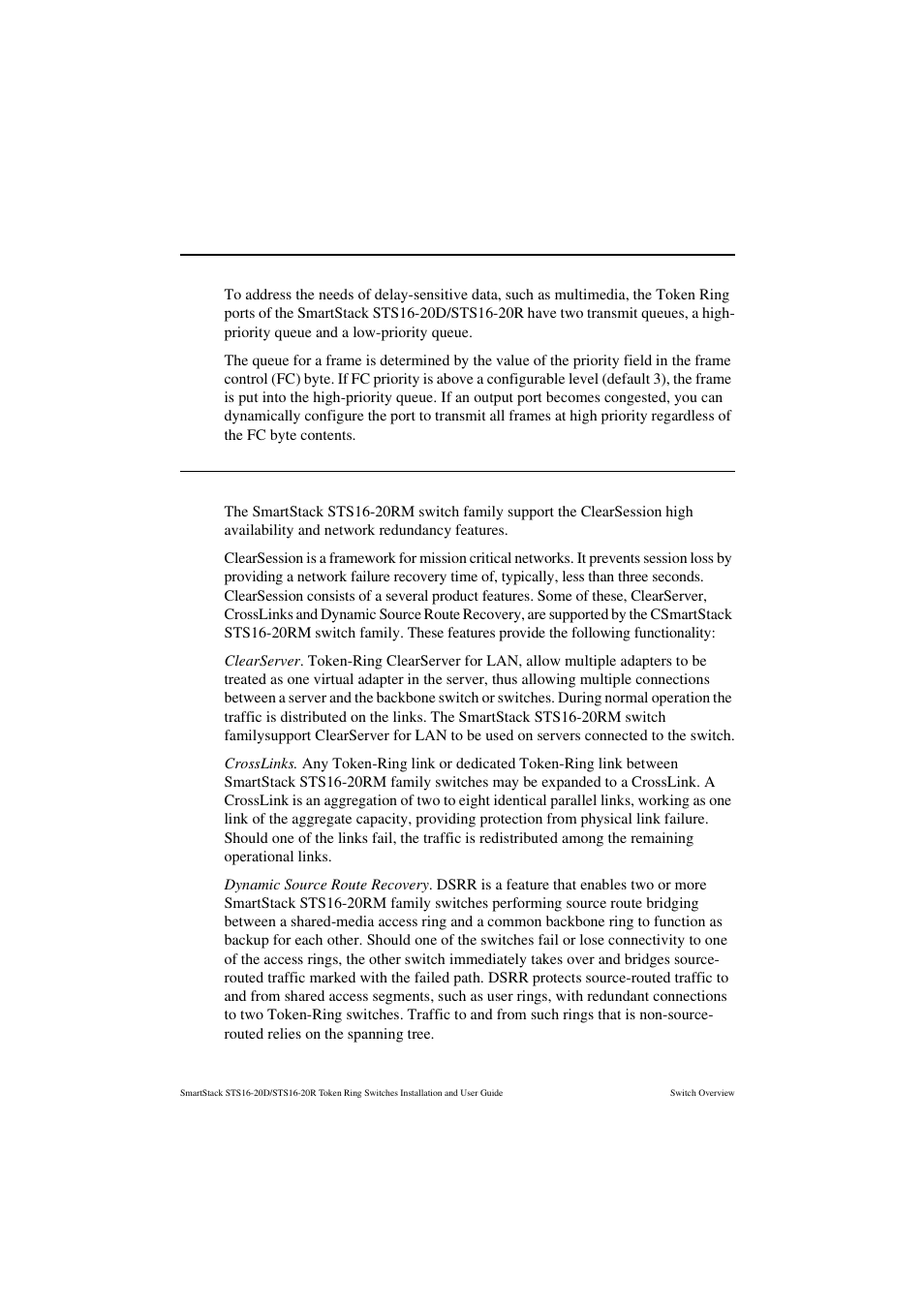 Transmission priority queues, Clearsession support, Transmission priority queues clearsession support | Cabletron Systems STS16-20R User Manual | Page 42 / 258