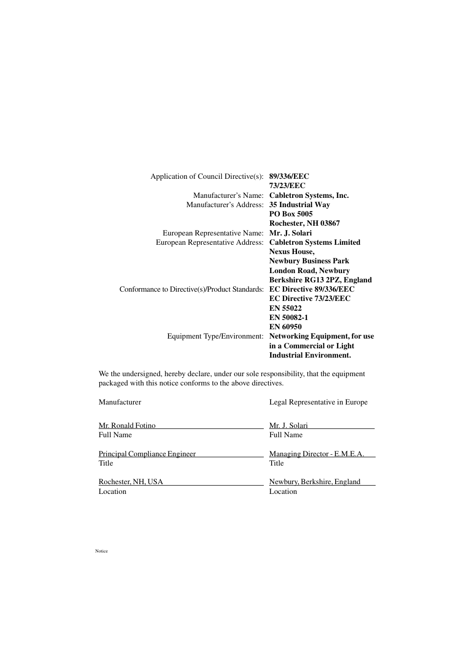 Declaration of conformity addendum | Cabletron Systems STS16-20R User Manual | Page 5 / 258