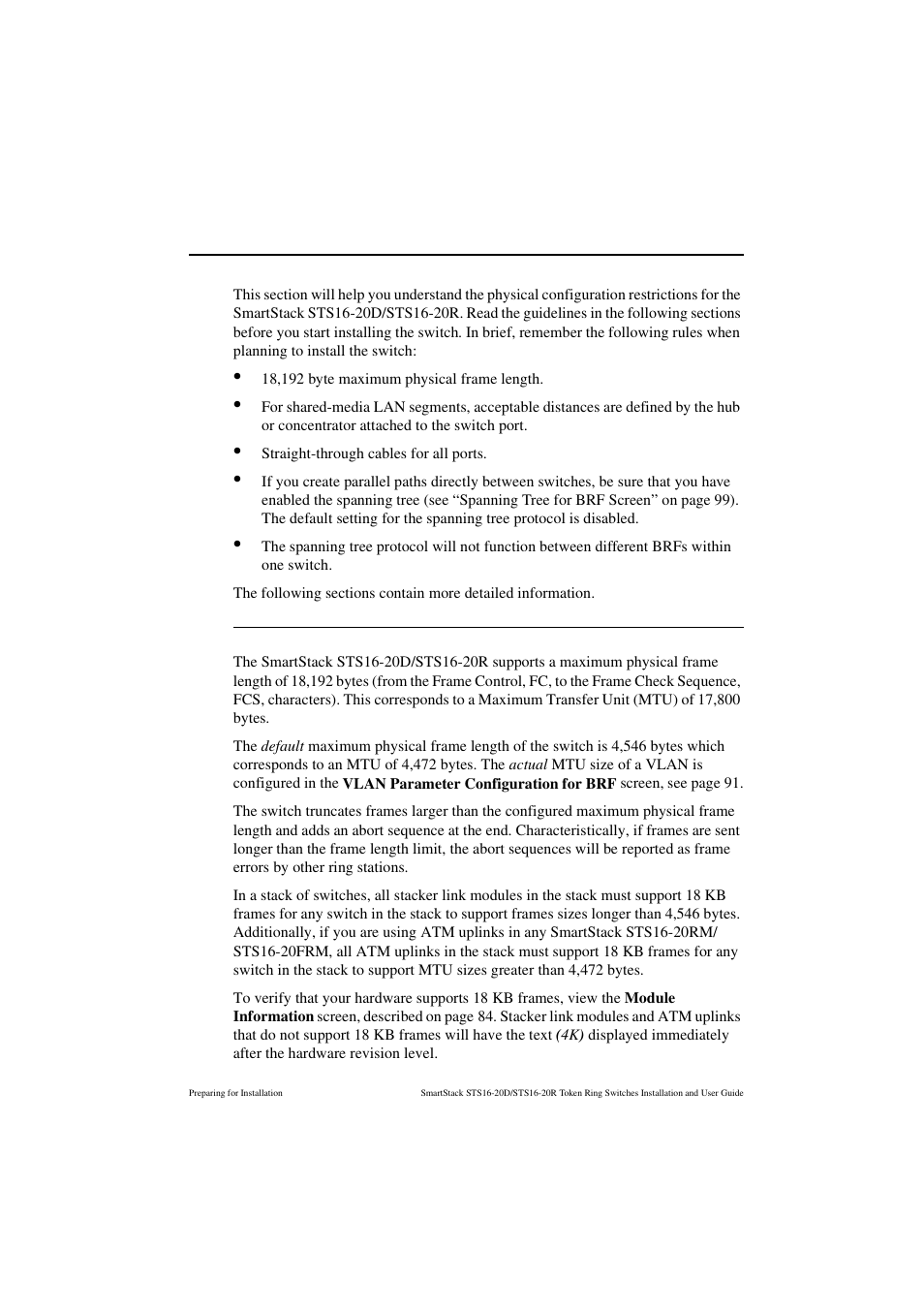 Configuration guidelines, Frame length limit | Cabletron Systems STS16-20R User Manual | Page 59 / 258