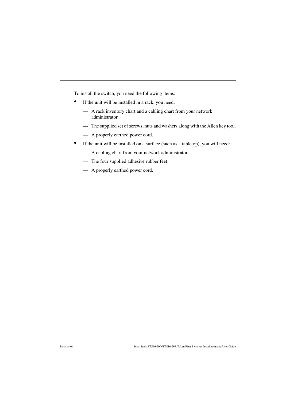 Materials needed for installation | Cabletron Systems STS16-20R User Manual | Page 71 / 258