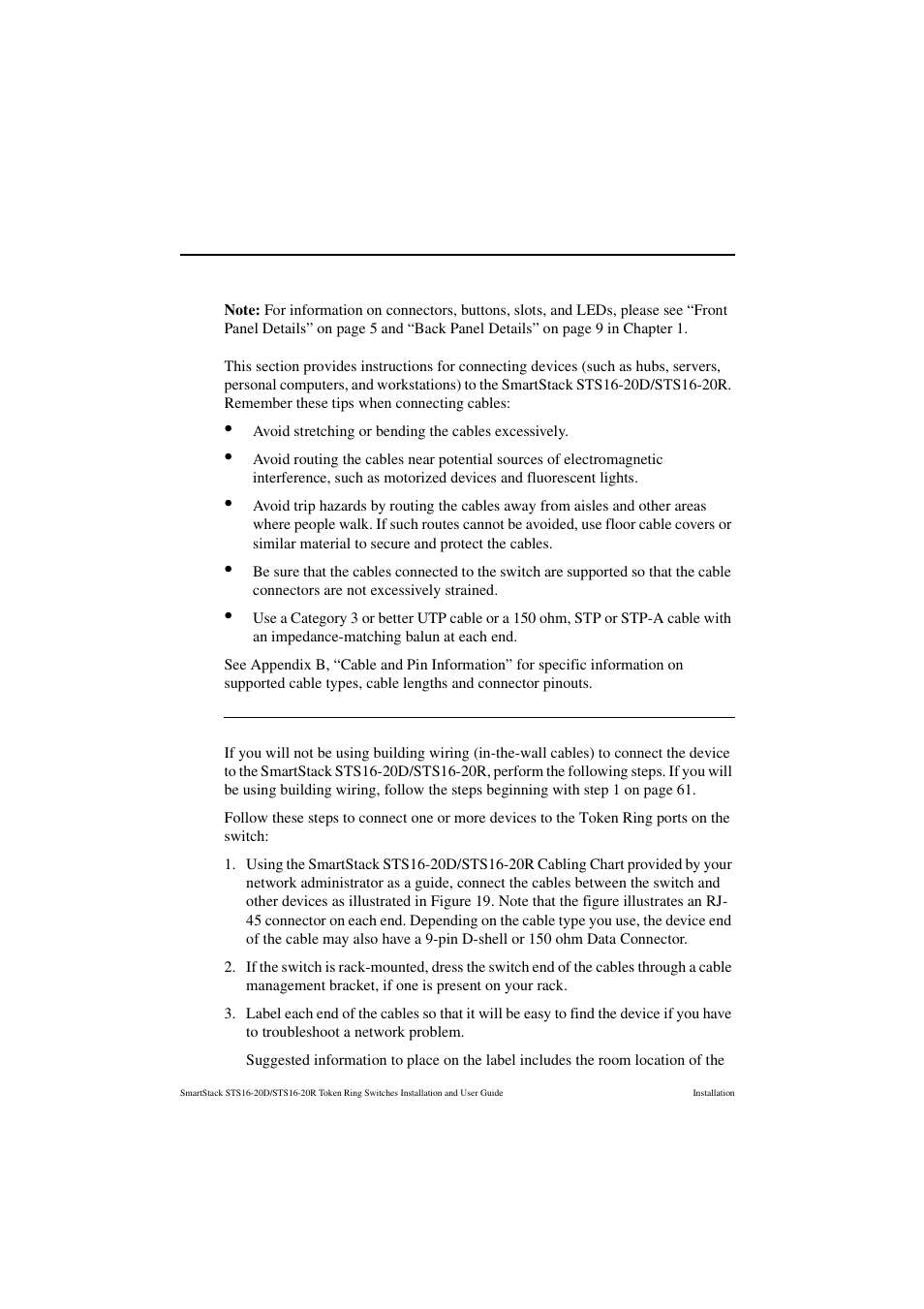 Cabling, Connecting devices to the token ring ports | Cabletron Systems STS16-20R User Manual | Page 74 / 258