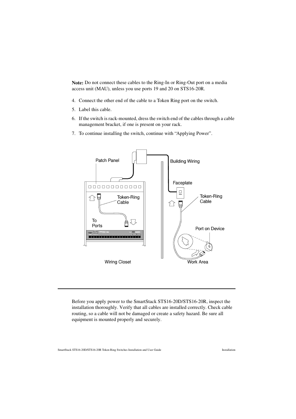 Checking the installation, Figure 20. connecting using building wiring | Cabletron Systems STS16-20R User Manual | Page 76 / 258