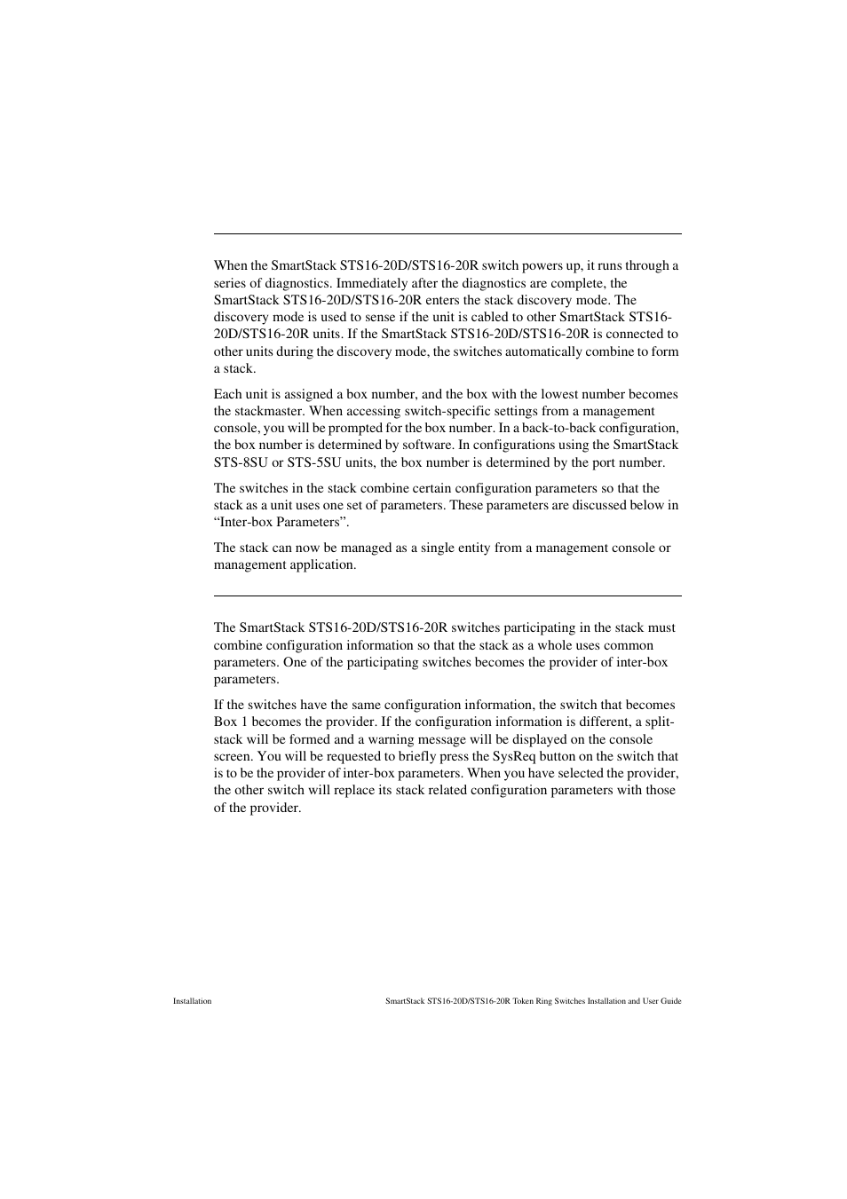 Working with a stack, Inter-box parameters | Cabletron Systems STS16-20R User Manual | Page 81 / 258