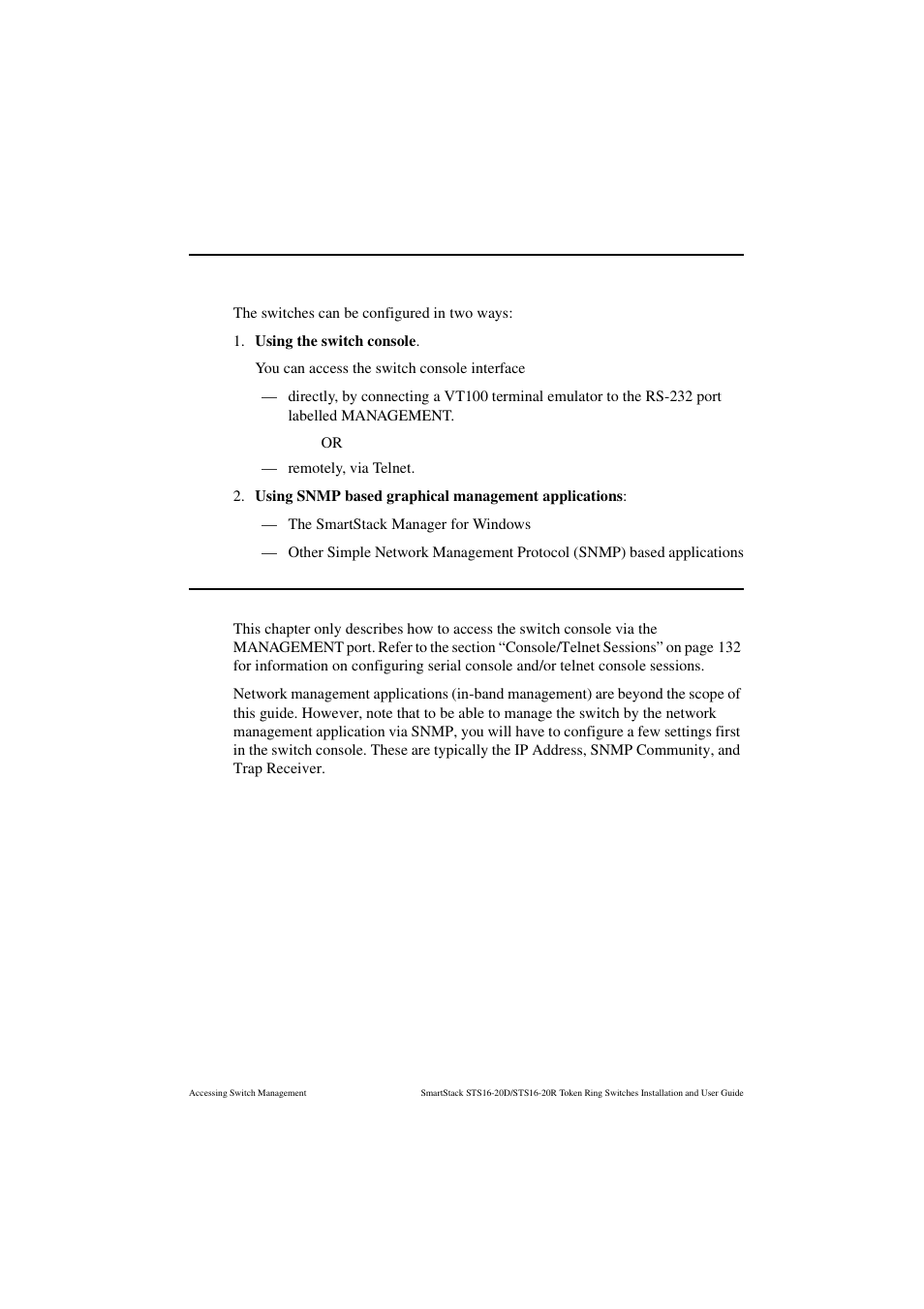 Accessing switch management, Overview | Cabletron Systems STS16-20R User Manual | Page 83 / 258