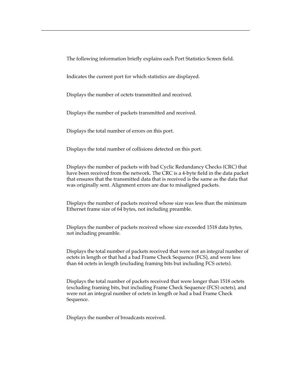 Port statistics screen fields | Cabletron Systems 9E428-12 User Manual | Page 13 / 18