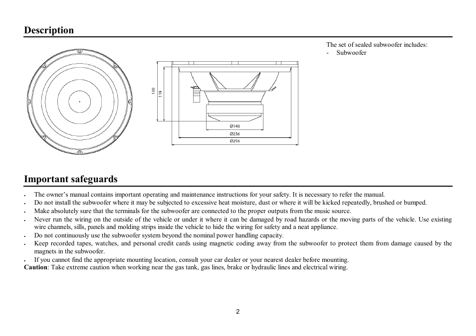 Description, Important safeguards | Hyundai H-CSP106 User Manual | Page 2 / 7