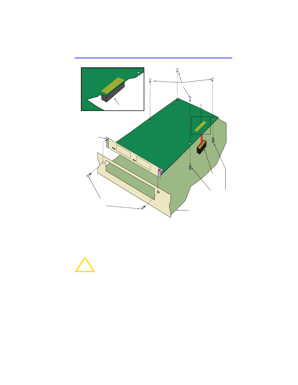 Installing the hsim-fe6 -7, Refer to, Figure 2-4 | And place the hsim-fe6 behind the module | Cabletron Systems HSIM-FE6 User Manual | Page 25 / 42