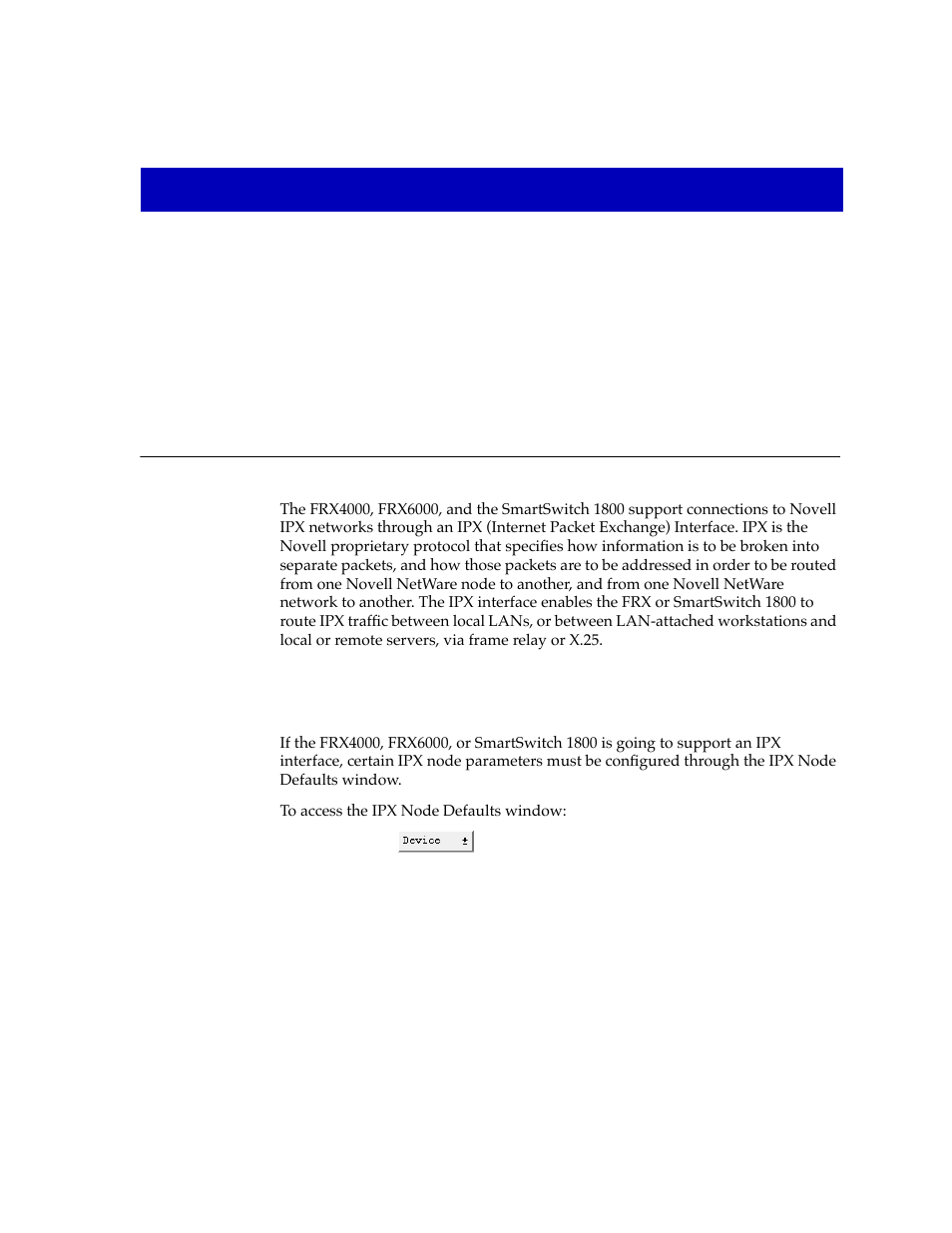 Ipx interface configuration, Configuring ipx node defaults, Chapter 10 | Conþguring ipx node defaults -1 | Cabletron Systems SPECTRUM FRX6000 User Manual | Page 181 / 232