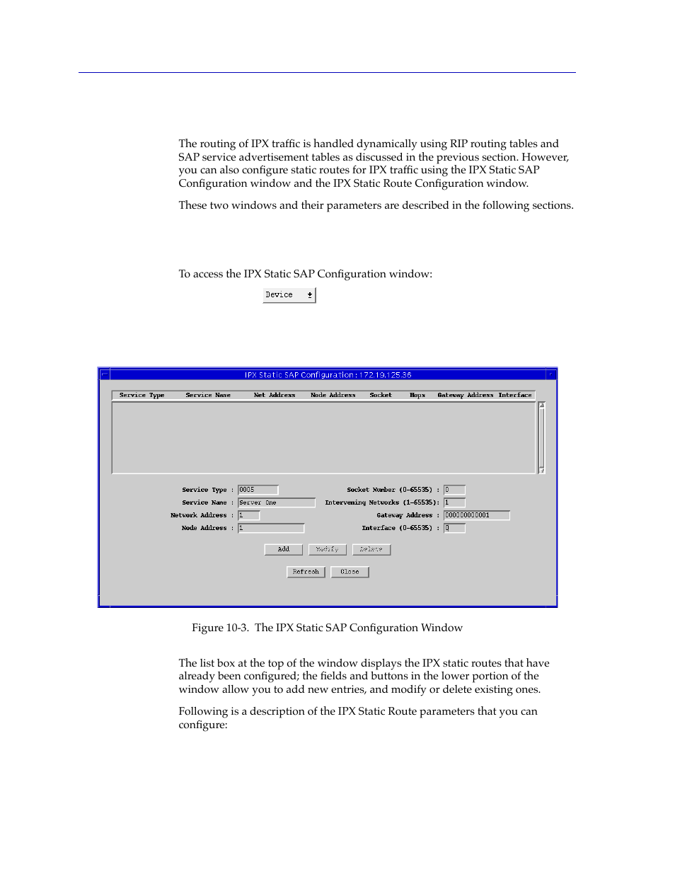 Configuring ipx static routes, Ipx static sap configuration, Conþguring ipx static routes -10 | Ipx static sap conþguration -10 | Cabletron Systems SPECTRUM FRX6000 User Manual | Page 190 / 232