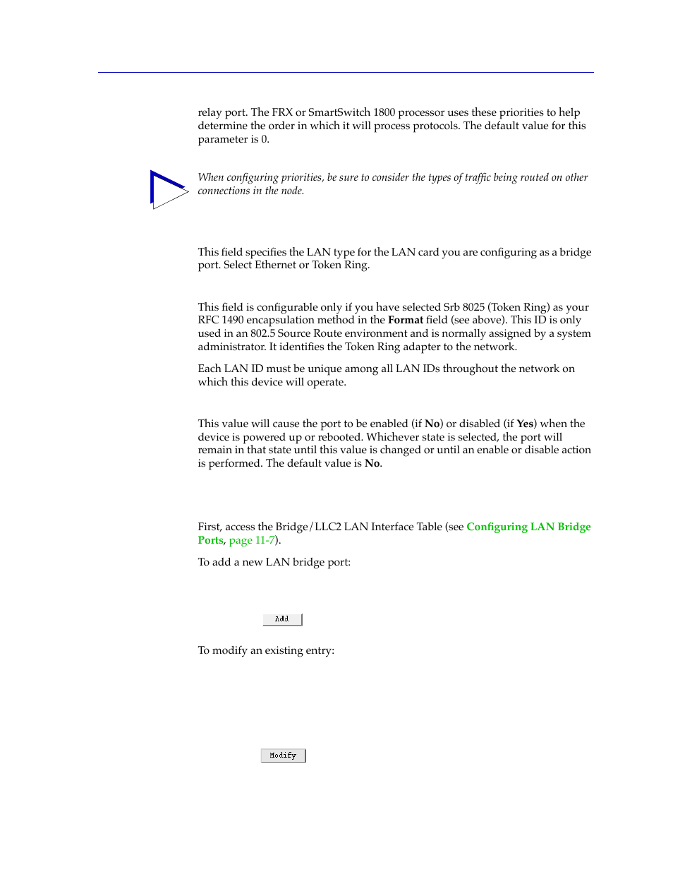 Adding or modifying lan bridge ports, Adding or modifying lan bridge ports -9 | Cabletron Systems SPECTRUM FRX6000 User Manual | Page 203 / 232