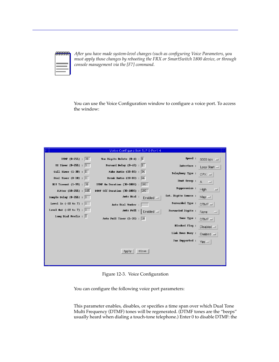 Configuring voice ports, Conþguring voice ports -8, Conþguring voice ports | Is set to, Oice conþguration window (see, Conþguring voice, Ports, If e | Cabletron Systems SPECTRUM FRX6000 User Manual | Page 212 / 232