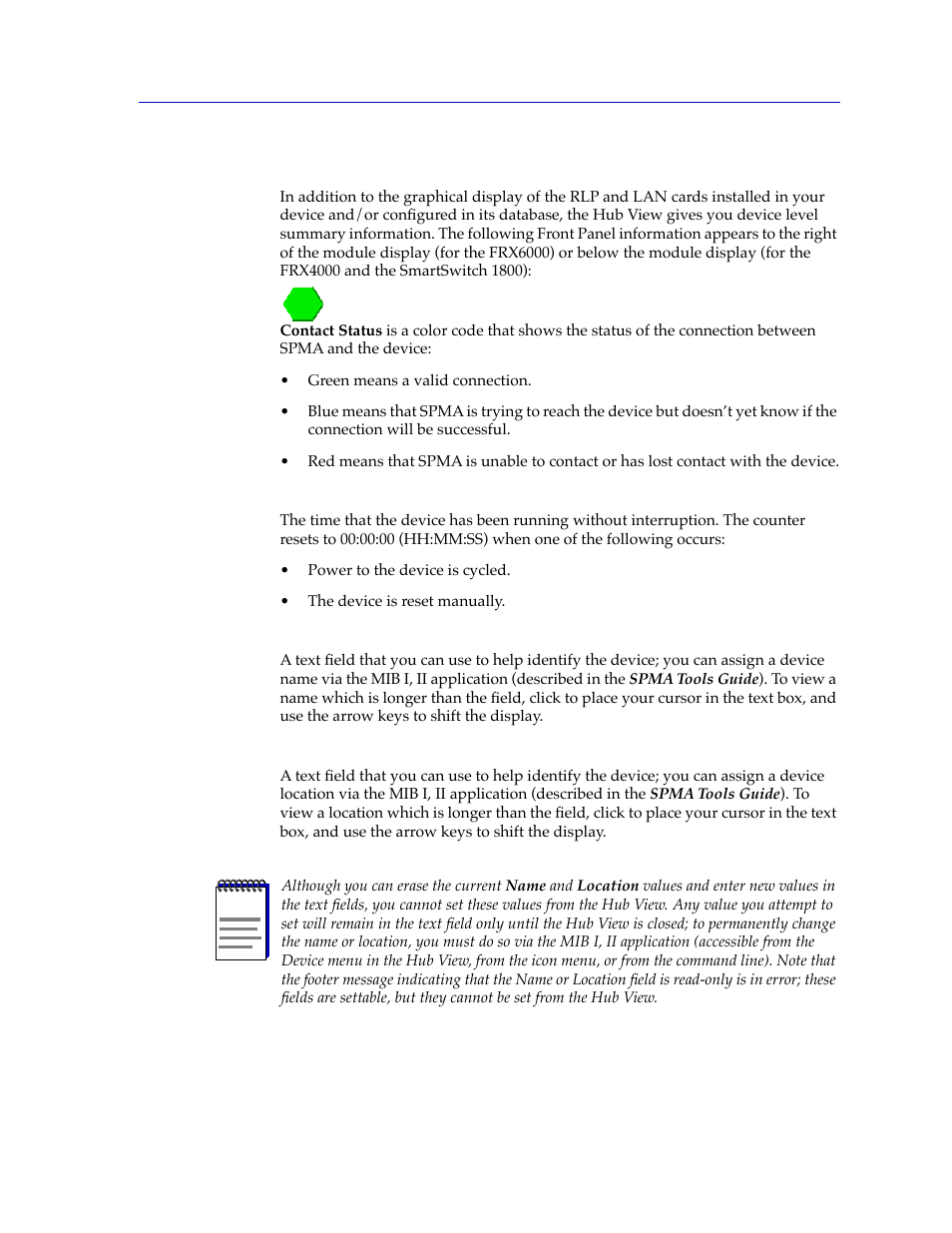 The hub view front panel, The hub view front panel -7 | Cabletron Systems SPECTRUM FRX6000 User Manual | Page 23 / 232