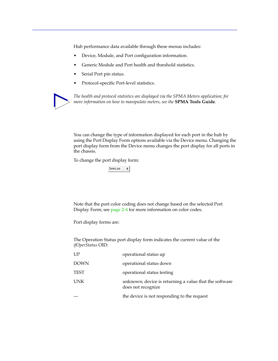 Selecting a port display form, Selecting a port display form -12, Select a port display form (described beginning on | Cabletron Systems SPECTRUM FRX6000 User Manual | Page 28 / 232