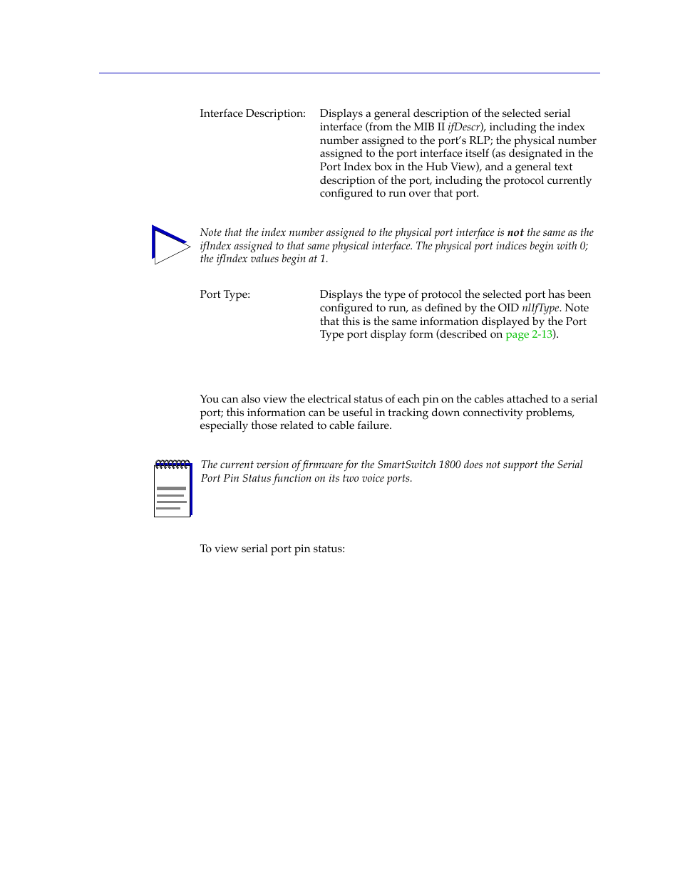 Serial port pin status, Serial port pin status -21 | Cabletron Systems SPECTRUM FRX6000 User Manual | Page 37 / 232