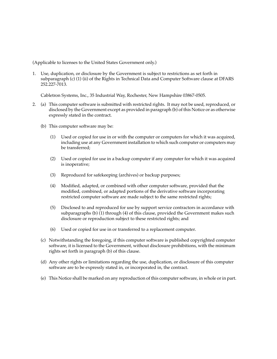 Restricted rights notice | Cabletron Systems SPECTRUM FRX6000 User Manual | Page 4 / 232