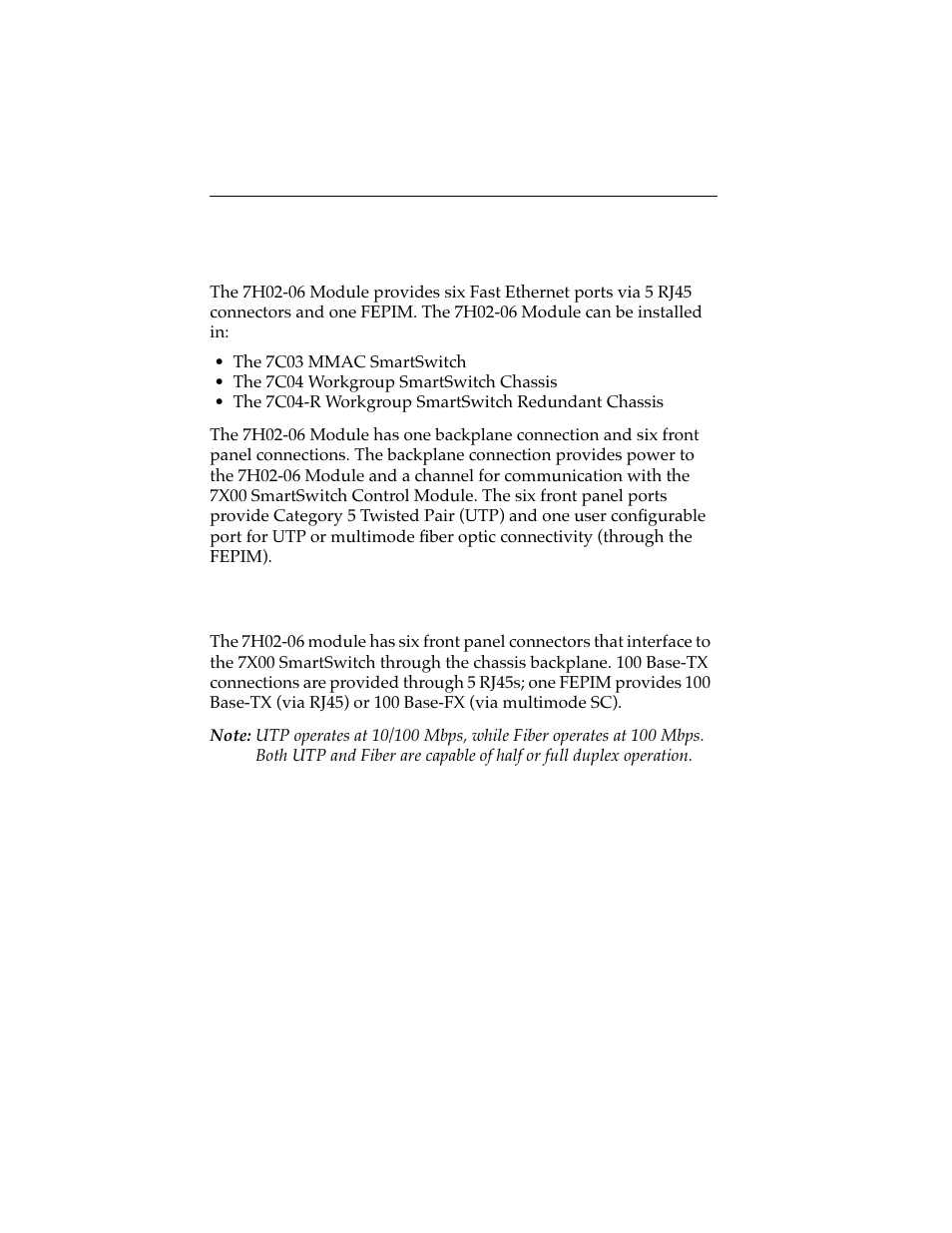 2 the 7h02-06 module, 1 cable type and fepims, 2 the 7h02-06 module -2 | 1 cable type and fepims -2 | Cabletron Systems 7H02-06 User Manual | Page 10 / 36