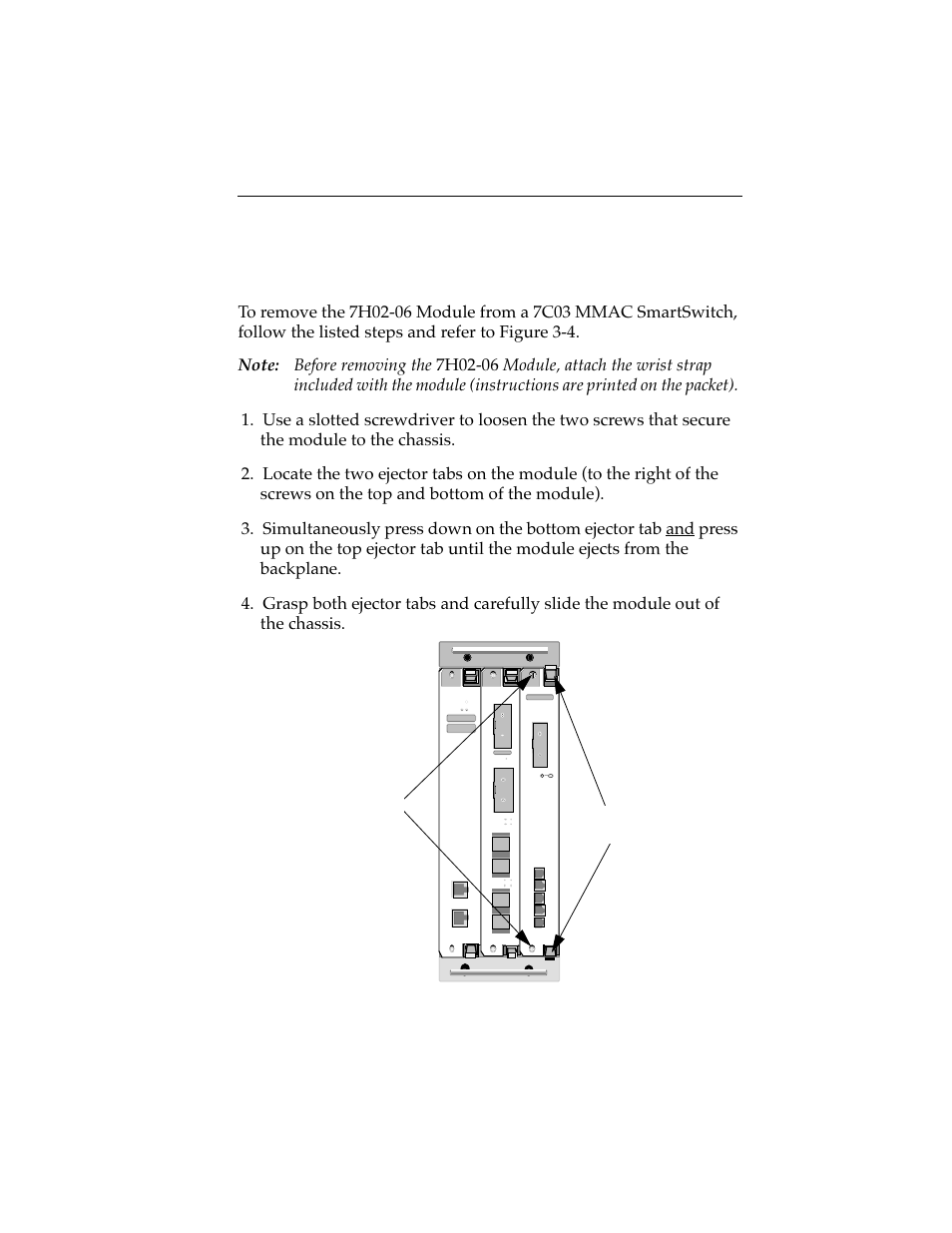 2 removing the 7h02-06 module from a 7c03 mm, 2 removing the 7h02-06 module from a 7c03 mmac, Smartswitch -5 | Cabletron Systems 7H02-06 User Manual | Page 23 / 36