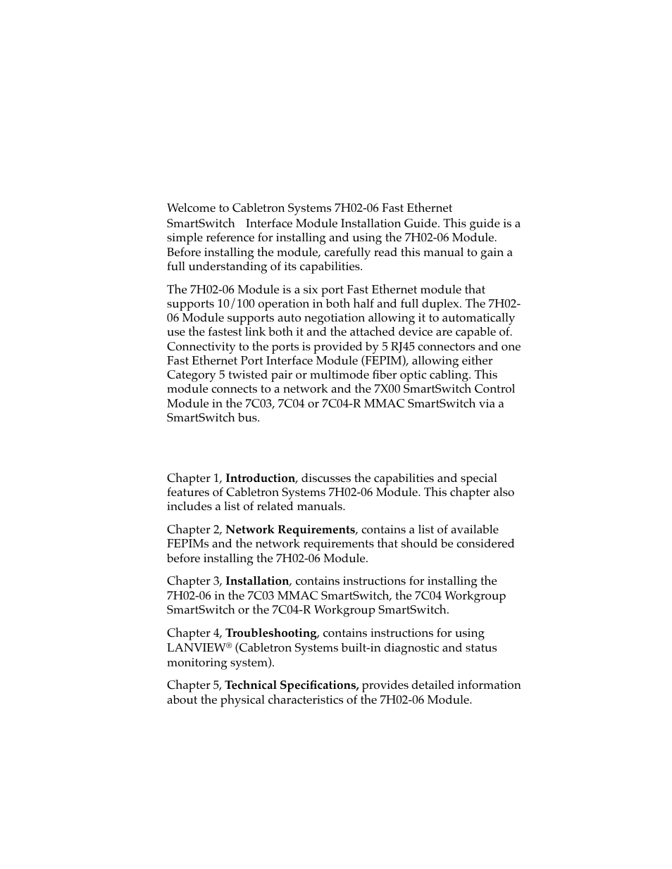 Introduction, 1 using this manual, Chapter 1 introduction | 1 using this manual -1 | Cabletron Systems 7H02-06 User Manual | Page 9 / 36