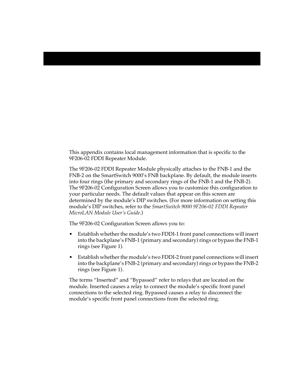 9f206-02 module specific information, Introduction, Appendix | Cabletron Systems 9F206-02 User Manual | Page 3 / 10