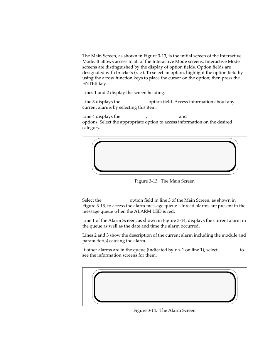 The main screen, The alarm screen | Cabletron Systems Environmental Module TM 9C300-1 User Manual | Page 25 / 50