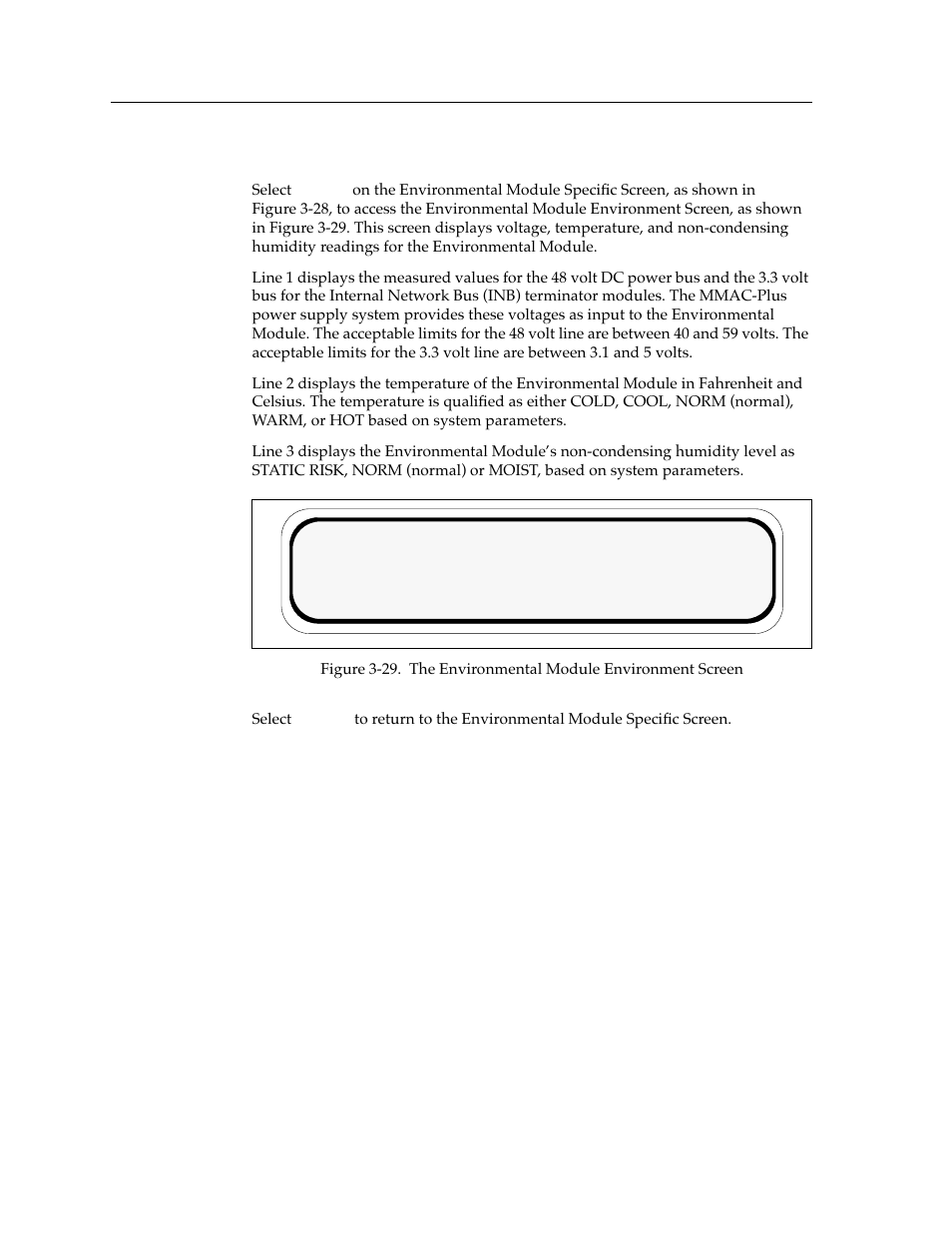 The environmental module environment screen | Cabletron Systems Environmental Module TM 9C300-1 User Manual | Page 34 / 50