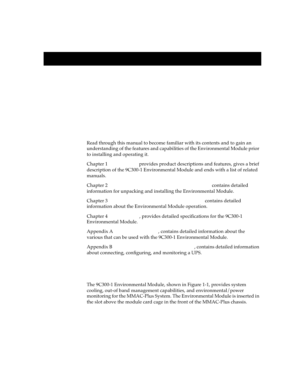 Introduction, Using this manual, The 9c300-1 environmental module | Chapter 1 | Cabletron Systems Environmental Module TM 9C300-1 User Manual | Page 7 / 50