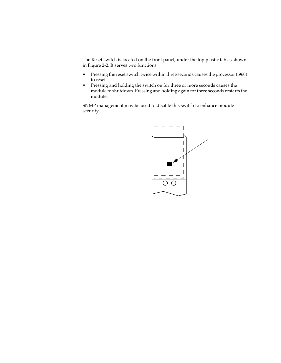 The reset switch | Cabletron Systems MMAC-Plus 9T122-24 User Manual | Page 12 / 27