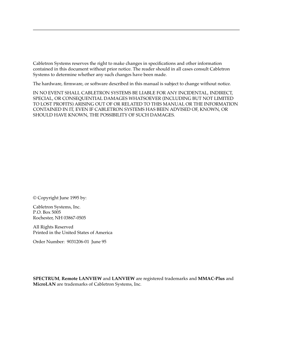 Notice | Cabletron Systems MMAC-Plus 9T122-24 User Manual | Page 2 / 27